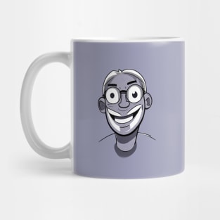 Smiling face without teeth Old age man secret of happiness whimsical expression Mug